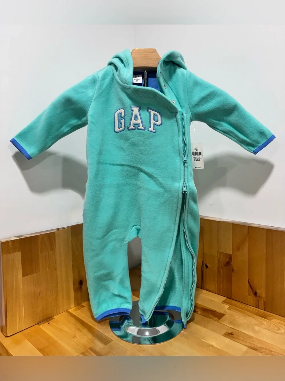 Baby GAP Teal Fleece Hooded One-Piece